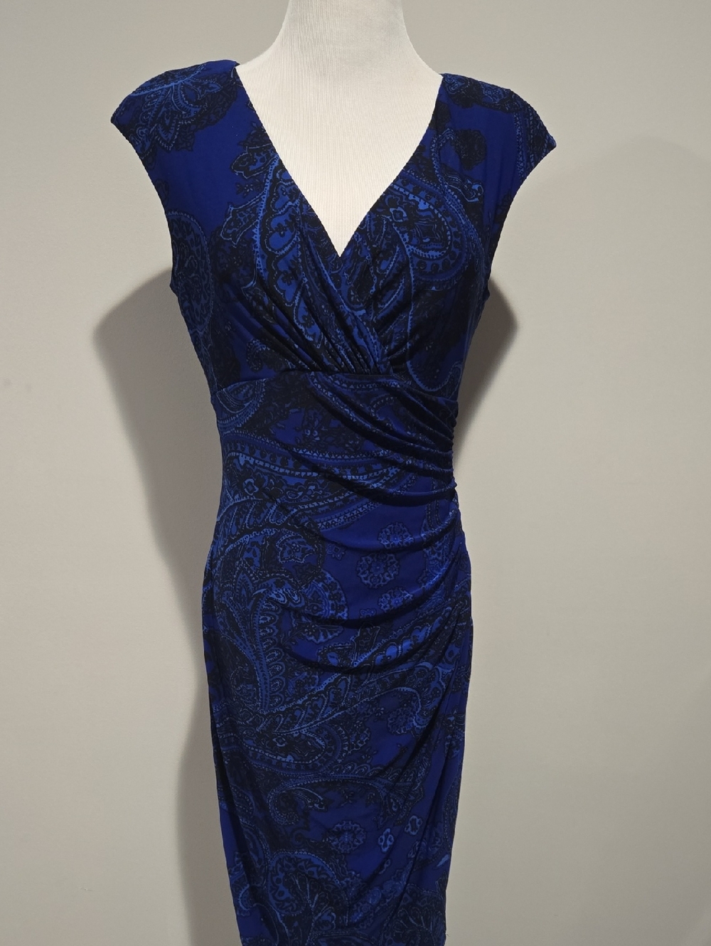 Womens Ralph Lauren Stunning Royal Blue Paisley Midi Dress Size 6